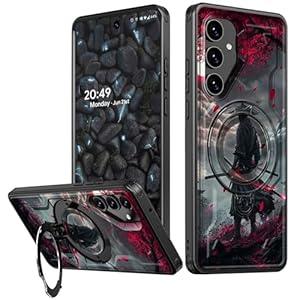 GYSYZJDH for Samsung Galaxy S25 Plus Case, Galaxy S24 Plus Plus Case with Rotating Ring Stand, Military-Grade Shockproof Cover, Slim & Wireless Charging Compatible, Samurai
