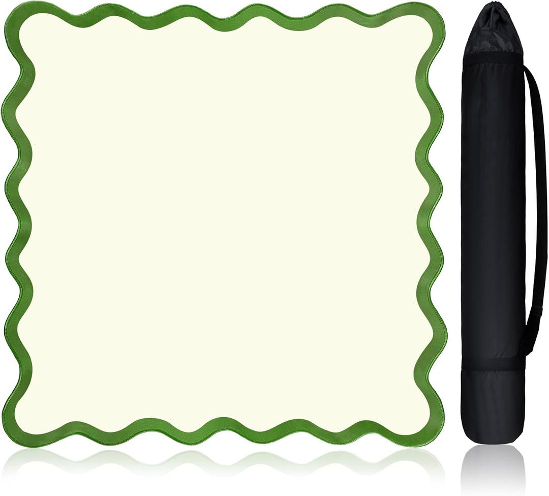 Scalloped Mahjong Mat Set 31.5" x 31.5" Cute Aesthetic Anti Slip Noise Reduction Games Table Cover Mahjong Accessories Gifts Domino & Tile Game Table Mat(Green)