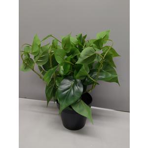 JPSOR Artificial Indoor Plants for Home Decor, 12 inches Pothos in Black Ceramic Pot with Iron Wire, 1 Count