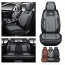 OASIS AUTO Car Seat Covers Full Set Premium Waterproof Faux Leather Cushion Universal Accessories Fit SUV Truck Sedan Automotive Vehicle Auto Interior Protector (OS010-Gray)