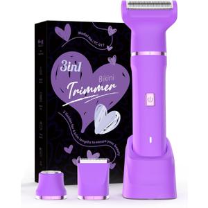 Electric Shaver for Women - Cordless Dermave Bikini Trimmer for Lady's Beauty, Painless Facial Hair Removal Device with Low Noise, Detachable Head, Fast Charging, 2025 Beach Vacation Essentials