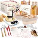 Sourdough Starter Kit with Warmer, Glass Jar and Banneton Bread Proofing Basket - Complete Sourdough Bread Baking Supplies, Sour Dough Making Essentials Tools, Gift for Bakers Beiginner Women Wife Mom