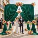 50ft x 12ft Wrinkle Free Hunter Green Backdrop Curtains for Parties, Silky Photo Backdrop Drapes 12FT Long Back Drop Cloth for Wedding Birthday Photography Background Decor, 5FT×12FT_10 Panels
