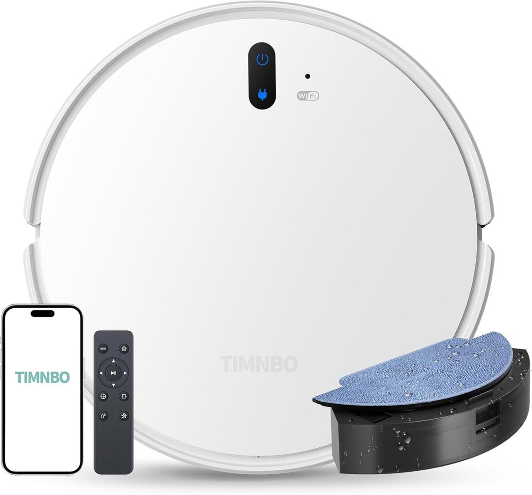 Robot Vacuum and Mop, Strong Suction Robot Vacuum Cleaner, 2 in 1 Hair Vacuum for Salons, Self-Charging Robotic Vacuum with Voice/APP/Remote Control for Hard Floor, Pet Hair, Low-Pile Carpet