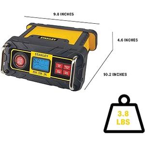 Stanley BC50BS Fully Automatic 15 Amp 12V Bench Battery Charger/Maintainer with 50A Engine Start, Alternator Check, Cable Clamps