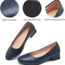 Hash Bubbie Women's Loafers Slip On Shoes Chunky Low Block Heels Closed Toe Pumps Office & Wedding Comfortable Dress Shoes (Navy, US10)