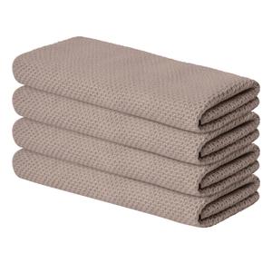 Artoid Mode 100% Cotton Beige Waffle Weave Kitchen Dish Cloths, 13x28 Inch Ultra Soft Absorbent Quick Drying Kitchen Dish Towels Set of 4