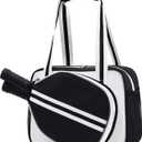 3 x PU Leather Pickleball Bag with Shoe Compartment, Large Pickleball Tote Bags for WomenMultifunctional Pickleball Bags (Small, New White)