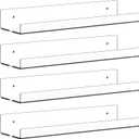 4 Pack Clear Acrylic Shelves for Wall with Adhesive,15 Inch No Drill Floating Shelves for Bathroom,Bedroom,Renter Friendly,Kids Room Bookshelf,Wall Display Shelf for Lego,Funko Pop,Figurine,Perfume