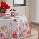 XCHI Watercolor Flowers Love Hearts Butterfly Valentine's Day Tablecloth Round Table Cloth Washable Table Covers for Indoor Dining Home Party Decorations 70x70 Inch