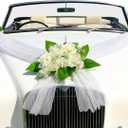 Car Wedding Decorations Kit,Flowers Decals for Wedding Car Decorations,Honeymoon Wedding Decorations for Car,Photo Props for Wedding, White