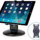 Premium 360° Rotating Tablet Stand for Desk – Adjustable Tablet Holder for 7.9” to 13” Devices, Swivel Weighted Base, Sturdy Black Metal iPad Stand for Office, Home, and Retail Display