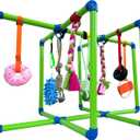 Puppy Play Gym - PVC Frame with 9 Hanging Toys for Small Dogs to Keep Them Busy, Dog Jungle Gym Center for Entertainment, Teething & Mental Stimulation