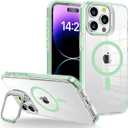 for iPhone 15 Plus Case, [Compatible with MagSafe], Magnetic Kickstand Case for Women Girls, Case for iPhone 15 Plus, 6.7", Clear Green 