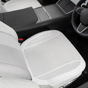 2Pcs Nappa Leather Front Seat Covers for Tesla Model Y/3 Highland/Juniper 2025 2026 Interior Accessories, Breathable All-Season Non-Slip Full Cover Bottom Seat Protectors Cushion, White
