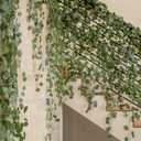 CQURE 24 Pack Eucalyptus Garland, Artificial Greenery Garland Faux Eucalyptus Leaves Table Vines for Wedding Backdrop Fireplace Arch Door Wall Room Decor 168FT