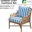 Outdoor Deep Seat Cushions Set of 2, 24x24x4 Inch Water-Repellent & Fade-Resistant Outdoor Chair Cushions, Patio Furniture Cushions with Handle for Garden Wicker Chair Sofa (Black White Stripe), 24x24x4 Inch , 24x20 Inch