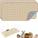 FunFurry Washable Guinea Pig Cage Liner - 2 Pack Reusable Washable Pee PadsWaterproof Guinea Pig Bedding for Small Animal - Rabbit Bunny Hamster Puppy (Cream, 24" X 47" - 2 Pack)
