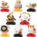 Chef Themed Party Decorations, 8pcs Chef Honeycomb Centerpiece Little Chef Masterchef Table Centerpieces for Chef Themed Birthday Cooking Baking Baby Shower Party Decorations