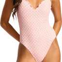 Seafolly Women's Standard V Neck One Piece with High Legline Swimsuit (Pink), Size 8
