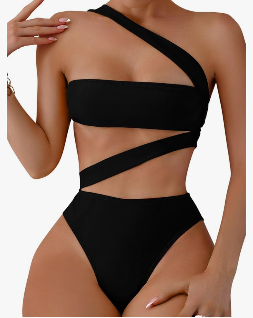 Lilosy Sexy Cutout Tube High Waist Bandeau Bathing One Piece Swimsuit L