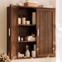 INNOD Bathroom Storage Cabinet, Over The Toilet Storage Cabinet, Medicine Cabinet with Adjustable Wood Shelf & Doors for Laundry Room & Kitchen & Living Room(Walnut)