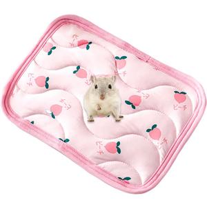 1 Pc Rectangular Summer Cooling Hamster Bed, Comfortable Sleep Mat Pad Cushion for Hamster/Hedgehog/Squirrel/Mice/Rats/Squirrel/Guinea Pig and Other Small Animals - Pink Cherry