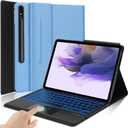 Galaxy Tab S7 FE Case 12.4" Tablets with Keyboard for Samsung Galaxy Tab S8 Plus/Tab S7 Plus S7+ S8 Case,7 Colors Backlit Trackpad Wireless Smart Touch Keyboard with S Pen Holder