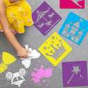 36pcs Princess Drawing Stencils 8 Inch Sidewalk Chalk Stencils Painting Large Washable Reusable Garden Theme Princesses Fairies Primary Shape Template