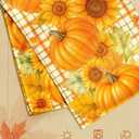 3 x Pumpkin Sunflower Fall Table Runner - 13"72" Plaid Thanksgiving Table Runner for Fall Decor, Seasonal Harvest Autumn Thanksgiving Decorations for Home, Dining Room, Kitchen, Parties