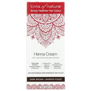 Tints of Nature Simply Healthier Hair Colour, Henna Cream Dark Brown, Semi-Permanent Hair Colour, 2.46 Oz
