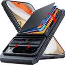 CENMASO for Google Pixel 9 Pro XL Case with Card Holder (4 Cards) Sliding Camera Cover & KickstandRFID Blocking Military Drop Protection & TPU Edge Wallet Case for Pixel 9 Pro XL-Black