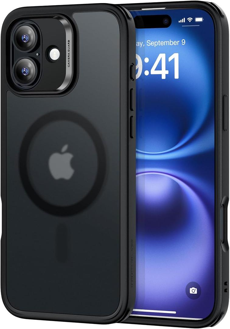 ESR for iPhone 16 Case, Compatible with MagSafe, Shockof Military-Grade tection, Magnetic Phone Case for iPhone 16, Classic Hybrid Case (HaloLock), Frosted Black