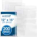 Spartan Industrial - 12 X 15 (200 Count) 2 Mil Clear Reclosable Zip Plastic Poly Bags with Resealable Lock Seal Zipper