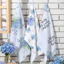 6Pcs Spring Hydrangea Kitchen Towels Set Blue Floral Butterfly Hand Dish Towels Blue Hydrangea Microfiber Dishcloths Kit Spring Tea Guest Towel Kitchen Bathroom Home Decor Housewarming Gifts