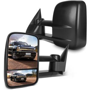 SCITOO Towing Mirrors Fit Chevy GMC Exterior Accessories Mirrors Fit 1999-2007 Chevy/GMC Silverado/Sierra 1500 2500HD 3500HD with Convex Glass Manual Controlling and Telescoping Features
