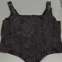 Floerns Women's Sleeveless Denim Tank Top Asymmetrical Hem Square Neck Jean Vest Large