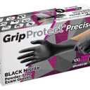 GripProtect Precise Black Nitrile Gloves, Exam, 4 Mil, Food, Home, Cleaning, Medical/Dental, Tattoo (Large, 100)