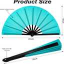 3 x 13" Glitter Large Rave Fans Clap Fans for Line Dancing Folding Clack Handheld Foldable Decorative Fans Hand Fan for Dance, EDM Music Festivals & Parties(Light Blue)