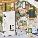 Floroom 6 Pack 5x7 Inch Clear Acrylic Sign Holders, Double-Sided Black Display Stand Picture Frames for Table Numbers, Menus, Flyers, Weddings, and Offices