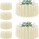 sancua Round Tablecloth 108 Inch Diameter, 6 Pack - Circle Polyester Fabric Table Cloth for Wedding Party Reception Banquet Birthday, Washable Formal Table Cover (Fit 42-96 Inch Tables), Beige