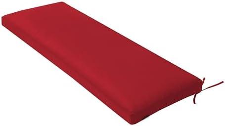 QILLOWAY Indoor/Outdoor Bench Cushion, Thick Upholstery Foam Couch Swing Pads with Ties,48-Inches,Red