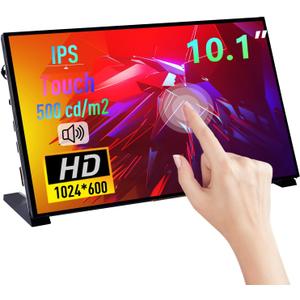 GeeekPi 10.1 Inch Capacitive Touchscreen Display, 1024x600 IPS LCD with Dual-Speaker, HDMI Portable Monitor for Raspberry Pi 5/4B/3B+/3B/B+/Zero/400, Win11/10/8/7, Free-Driver