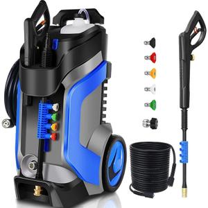 5000PSI Electric Pressure Washer 4.0GPM High Power Washer with M22-14mm Pressure Hose 33FT,Powerwashers with 1/4"QC Compatible Surface Cleaner, 5 Nozzle and Soap Bottle for Home,Car,Patio (Light Blue)