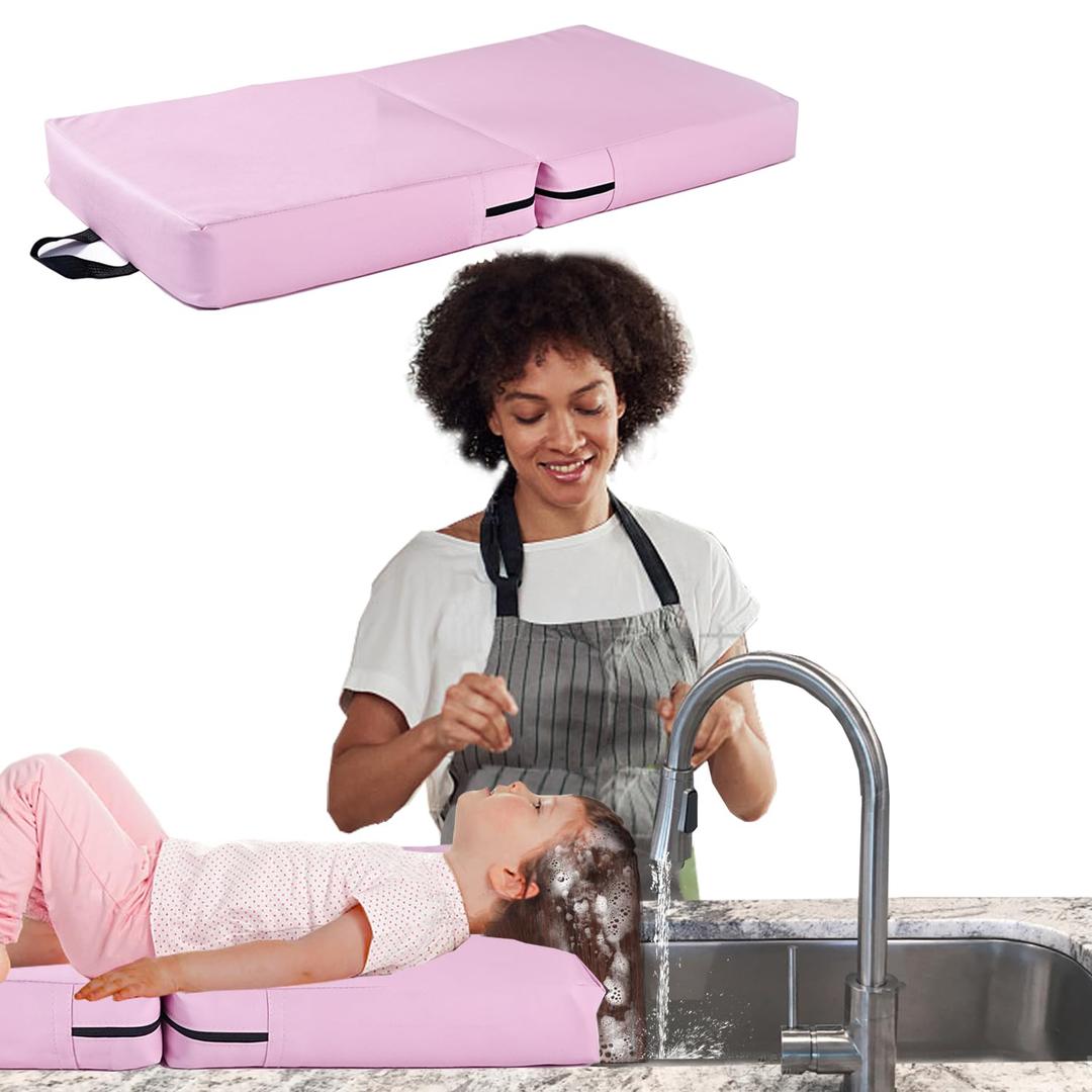 Kids, Toddlers, Waterproof Shampoo Mat with Phone Holder and Entertainment Bar, Shampoo Mat Over The Sink, Tears-Free for Kids, Foldable and Portable Shampoo Bowl