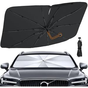 Windshield Sun Shade Umbrella, 55" x 31" Car Sun Shade Windshield Cover, Foldable Car Front Window Protector for Cars, SUVs, Hatchback (Plain)