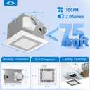 Tech Drive Very-Quiet 70 CFM, 2.0 Sone Bathroom Ventilation and Exhaust Fan With LED light 4000K 600LM(70CFM),Ceiling Mounted Fan,Easy to Install