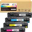 218X High Yield Toner Cartridge Replacement for HP 218X/218A to Compatible with HP Color Laser Jet Pro 3201dw MFP 3301cdw MFP 3301fdw MFP 3301sdw W2180X W2181X W2182X W2183X (No Chip) (4 BK/Y/C/M)