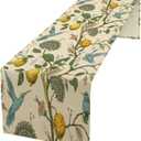 Table Runner with Flowers and Birds, Spring Plant Flowers Table Decoration Linen Table Runner Family Party Party Decorations 13x36 Inches