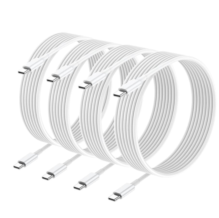 Apple USB C to USB C Charging Cable 4 Pack 10ft,60W [Apple MFi Certified] Compatible for iPhone 15/15 Pro/15 Plus/15 Pro Max New ipad Pro 12.9/11, Air 4/5, Mini 6, MacBook Air, (White)